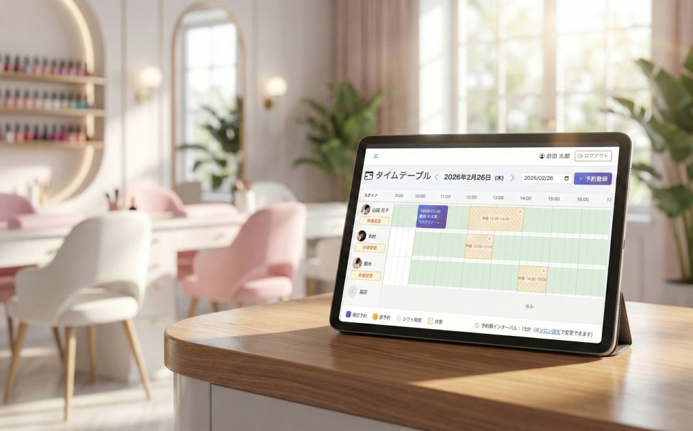 ネイルサロンの予約管理をもっと柔軟に。スタッフ休憩時間の設定機能を追加しました。